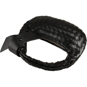 Leather Woven Knot Clutch Dumpling Hobo Top Handle Bag for Women with Elegant Ha